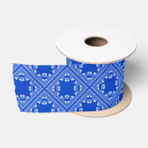 Lazo De Raso Diseño de bandana azul y blanca diagonal
