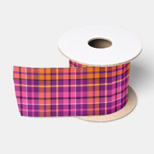 Lazo De Raso Diseño de cuadros escoceses de color rosa morado n
