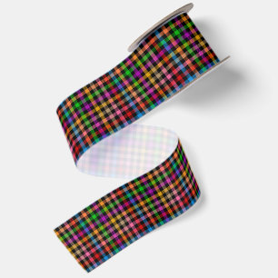 Lazo De Raso Diseño de cuadros escoceses de gingham de arcoíris