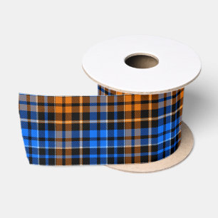 Lazo De Raso Diseño de cuadros escoceses naranja azul negro