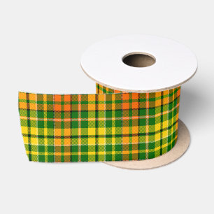 Lazo De Raso Diseño de cuadros escoceses verde amarillo naranja
