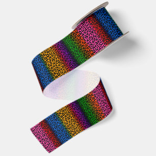 Lazo De Raso Diseño de estampado de animal de leopardo colorido