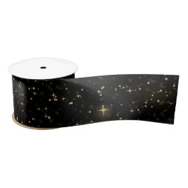 Lazo De Raso Diseño de Estrellas Doradas Celestiales Elegantes 
