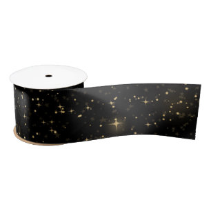 Lazo De Raso Diseño de Estrellas Doradas Celestiales Elegantes