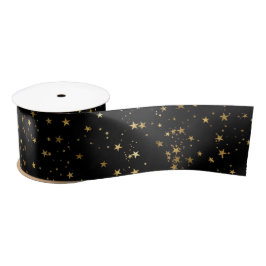 Lazo De Raso Diseño de Estrellas Doradas Celestiales Elegantes 