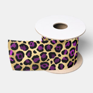 Lazo De Raso Diseño de la serie Leopardo púrpura y dorado 4