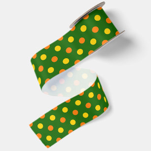 Lazo De Raso Diseño de lunares naranja amarillo verde 