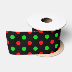 Lazo De Raso Diseño de lunares rojos y verdes negros