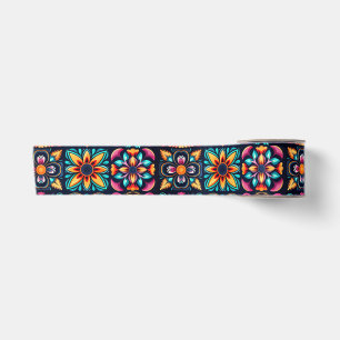 Lazo De Raso Diseño de mosaicos coloridos con flores 2