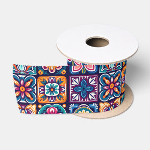 Lazo De Raso Diseño de mosaicos coloridos con flores 9