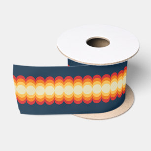 Lazo De Raso Diseño de ondas en beige, amarillo, naranja, rojo,