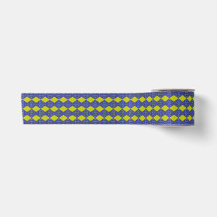 Lazo De Raso diseño de patrón azul y amarillo