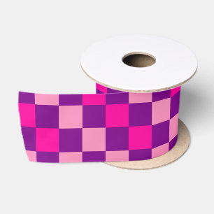 Lazo De Raso Diseño de Patrón de Cuadros Rosa Purpura Rosa