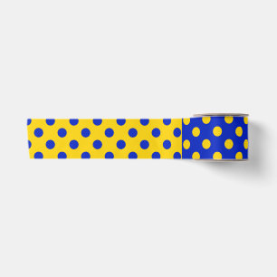 Lazo De Raso Diseño de patrón de lunares azul amarillo mitad