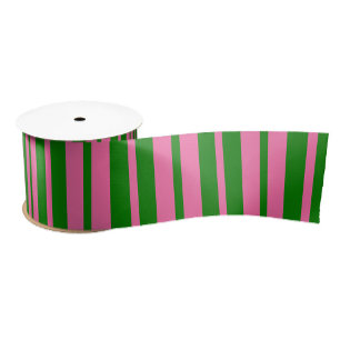 Lazo De Raso Diseño de patrón de rayas elegantes rosa y verde