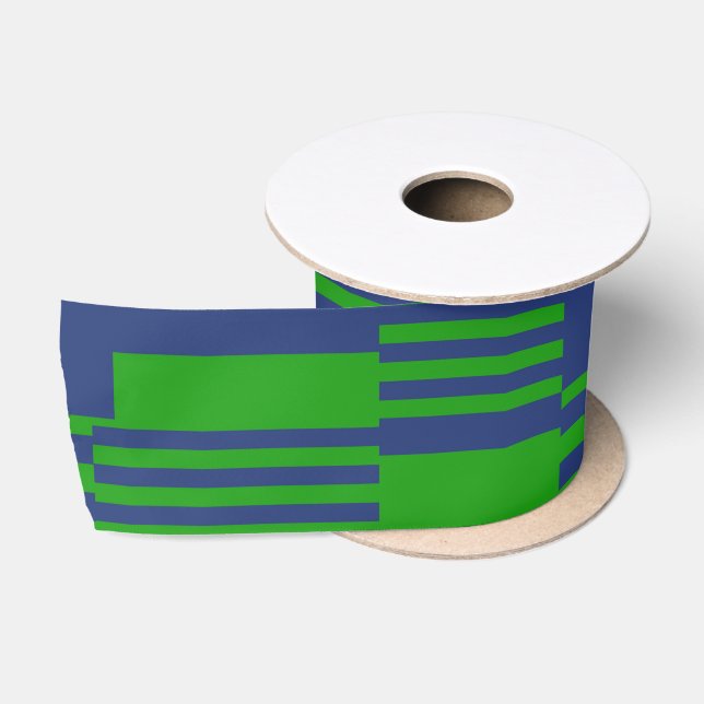 Lazo De Raso Diseño de rayas de patchwork azul verde (Carrete)