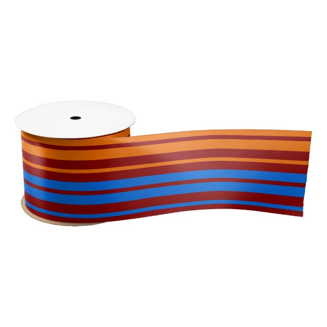Lazo De Raso Diseño de rayas verticales naranja rojo azul   (Carrete)