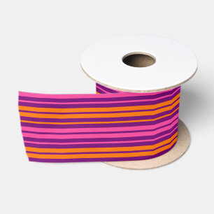Lazo De Raso Diseño de rayas verticales rosa púrpura naranja