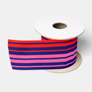 Lazo De Raso Diseño de rayas verticales rosa rojo azul marino 