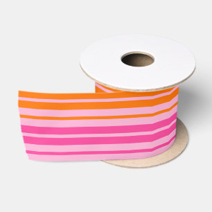 Lazo De Raso Diseño de rayas verticales rosa y naranja