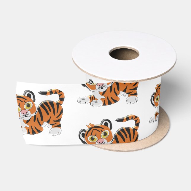 Lazo De Raso Diseño de tigre (Carrete)