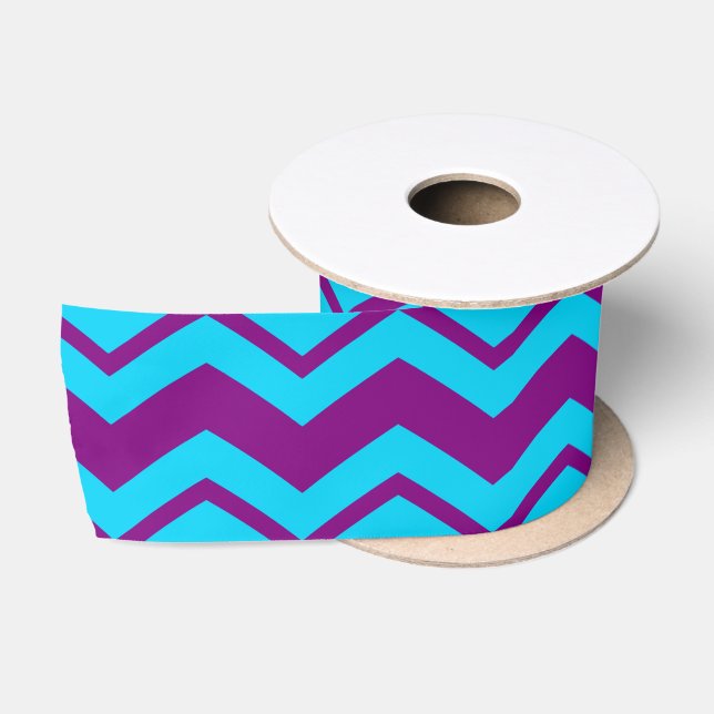 Lazo De Raso Diseño de zigzag de Chevron morado azul (Carrete)
