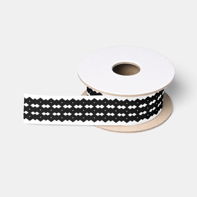 Lazo De Raso Diseño de zigzag en blanco y negro (Carrete)