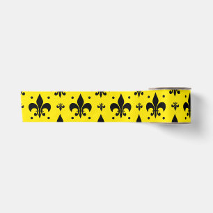 Lazo De Raso Diseño del patrón de flor de lis de fondo amarillo