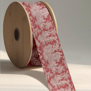 Lazo De Raso Diseño elegante vintage rojo rosa Toile de Jouy