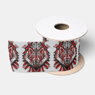 Lazo De Raso Diseño Totémico Tribal Haida de Lobo