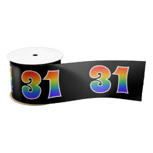 Lazo De Raso Diversión, patrón arcoiris "31" número de evento (