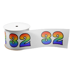Lazo De Raso Diversión, patrón arcoiris "32" número de evento (