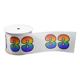 Lazo De Raso Diversión, patrón arcoiris "33" número de evento (