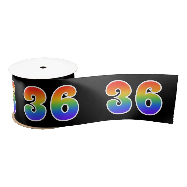 Lazo De Raso Diversión, patrón arcoiris "36" número de evento ( (Carrete)