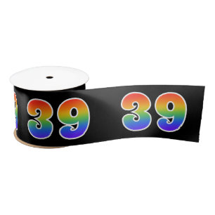 Lazo De Raso Diversión, patrón arcoiris "39" número de evento (