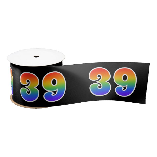 Lazo De Raso Diversión, patrón arcoiris "39" número de evento ( (Carrete)