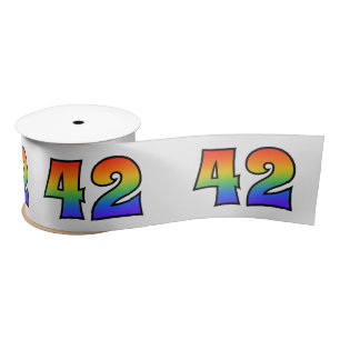 Lazo De Raso Diversión, patrón arcoiris "42" número de evento (