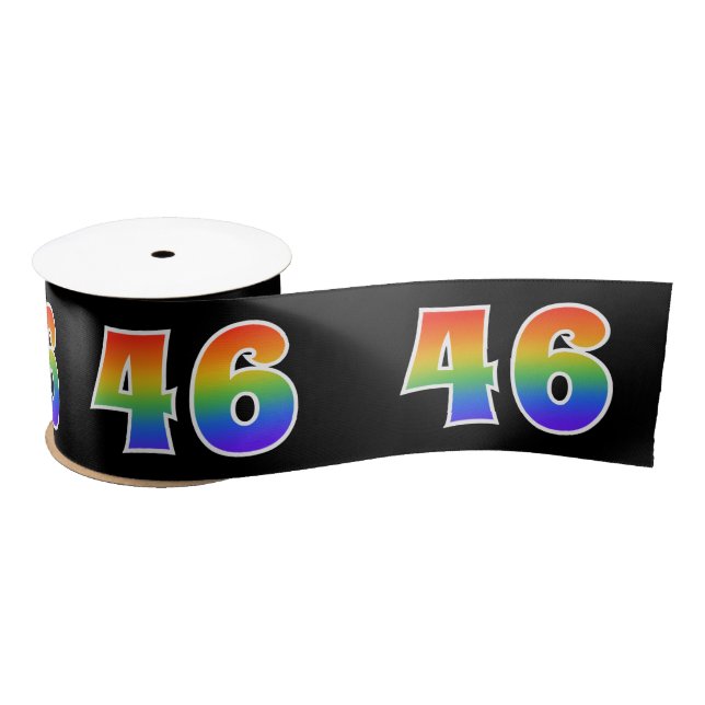 Lazo De Raso Diversión, patrón arcoiris "46" número de evento ( (Carrete)