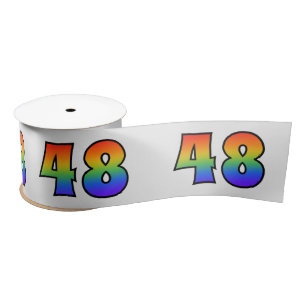 Lazo De Raso Diversión, patrón arcoiris "48" número de evento (