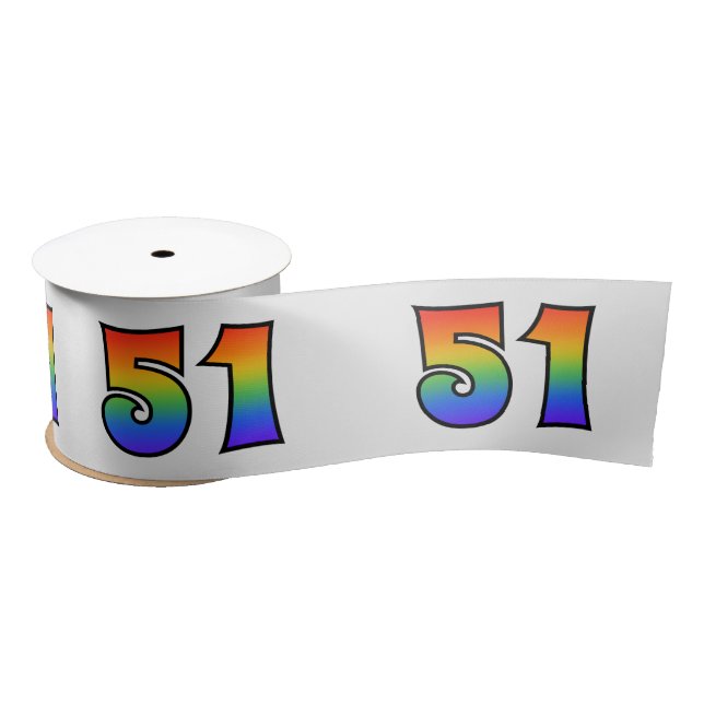 Lazo De Raso Diversión, patrón arcoiris "51" número de evento ( (Carrete)