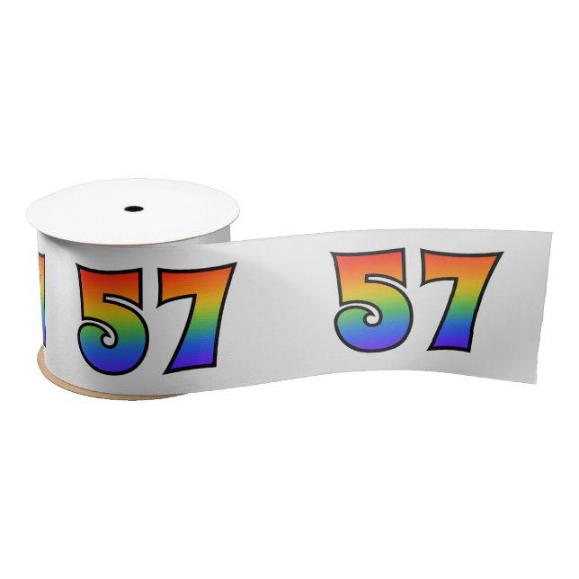 Lazo De Raso Diversión, patrón arcoiris "57" número de evento ( (Carrete)