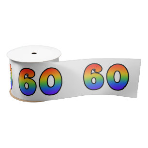 Lazo De Raso Diversión, patrón arcoiris "60" número de evento (
