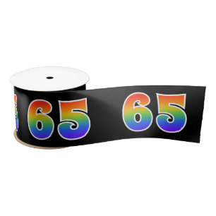 Lazo De Raso Diversión, patrón arcoiris "65" número de evento (