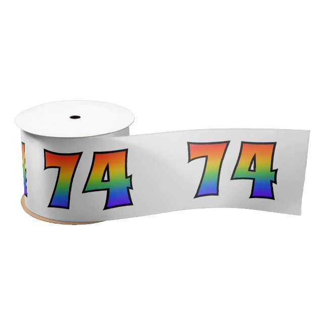 Lazo De Raso Diversión, patrón arcoiris "74" número de evento ( (Carrete)