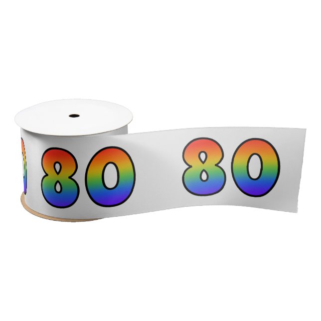 Lazo De Raso Diversión, patrón arcoiris "80" número de evento ( (Carrete)