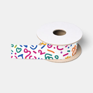 Lazo De Raso Divertido doodle de formas vibratorias coloridas