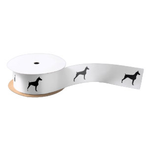 Lazo De Raso Doberman Pinscher Silhouette en negro