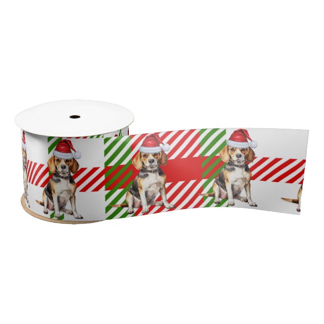 Lazo De Raso Dog Lover Beagle Red Green Plaid Navidades (Carrete)