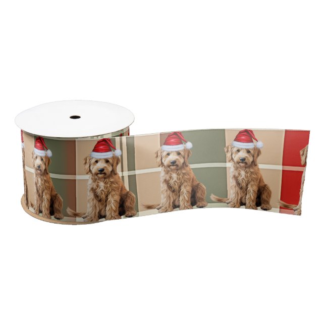 Lazo De Raso Dog Lover Goldendoodle Holiday Plaid Navidades (Carrete)