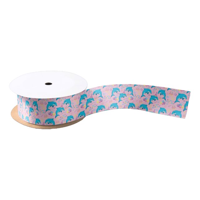 Lazo De Raso Dolphin Birthday Satin Ribbon in Pink (Carrete)